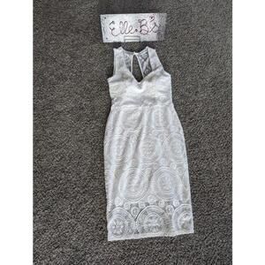 EUC Almost Famous White Lace Open Back Midi Dress S